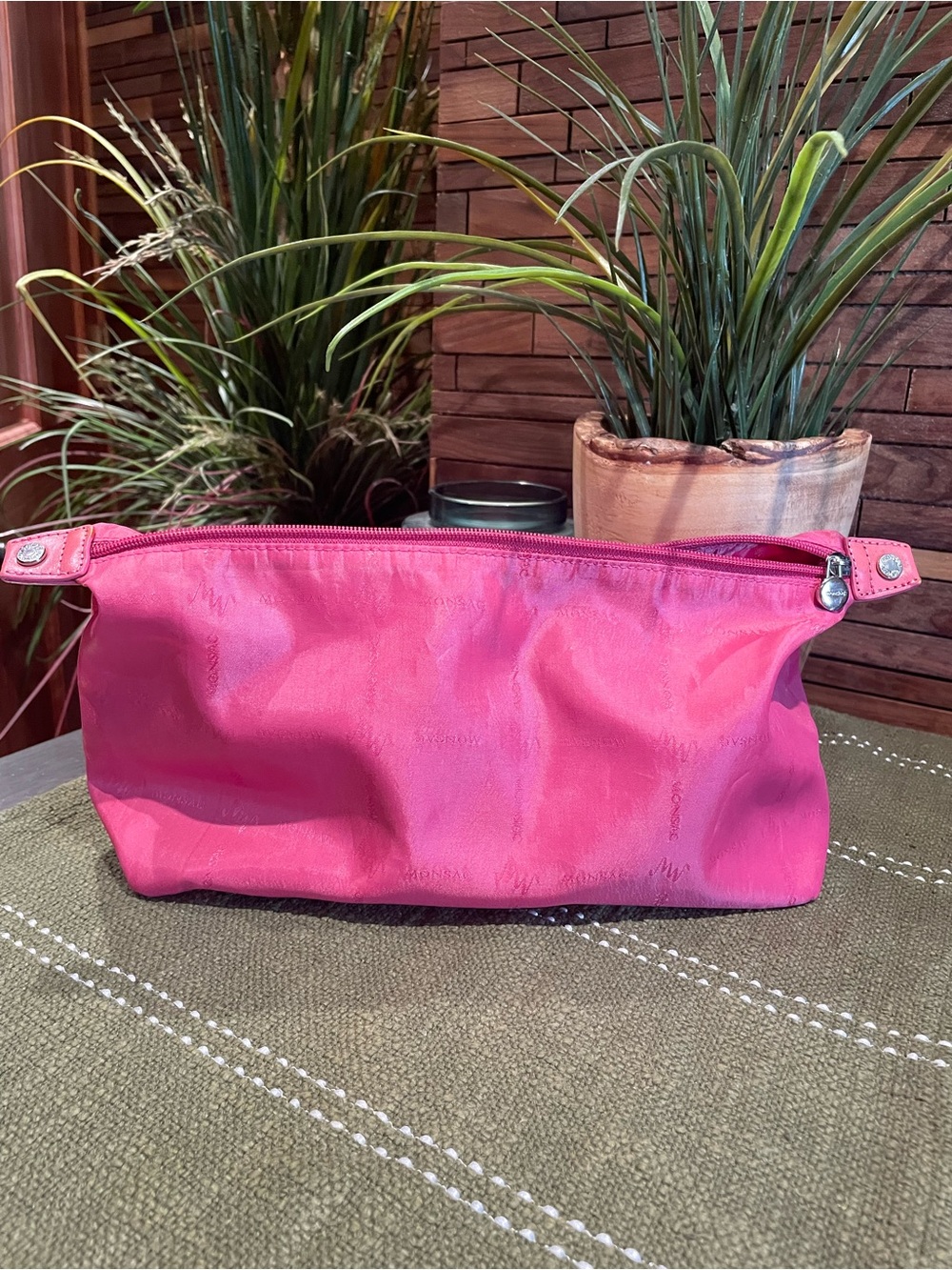 Monsac Hot Pink Zip Cosmetic Pouch